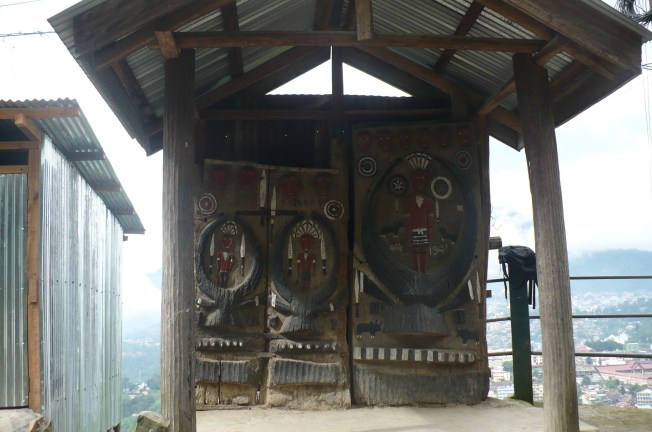 Ceremonial door used in a rain shelter